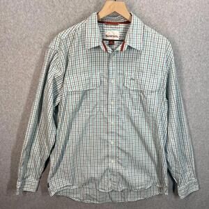 SIMMS‎ Fishing Button-Up Shirt Mens L Blue Plaid Technical UV L/S EUC